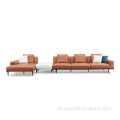 Sala de estar italiana de calidad moderna sofá de cuero genuino